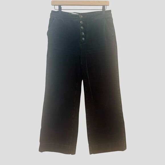 Anthropologie Pilcro and the Letterpress Micro Corduroy Crop Wide Leg Buttonfly - Picture 1 of 6